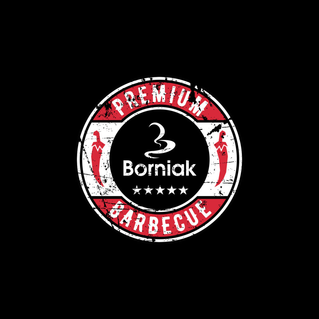 Logotyp Borniak BBQ w wersji z fakturą retro