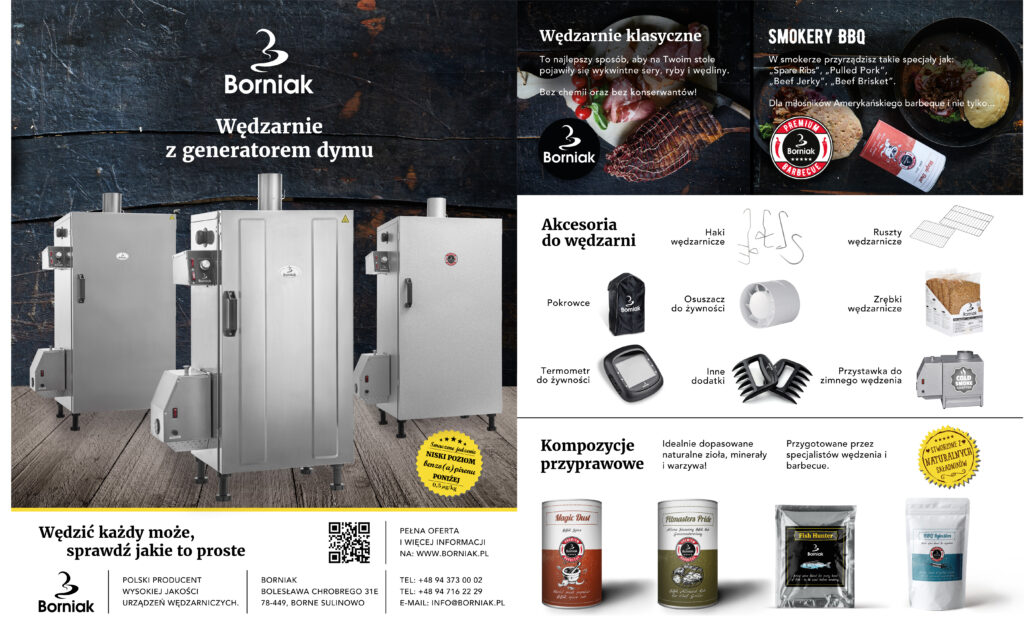 Dwustronicowa reklama magazynowa Borniak