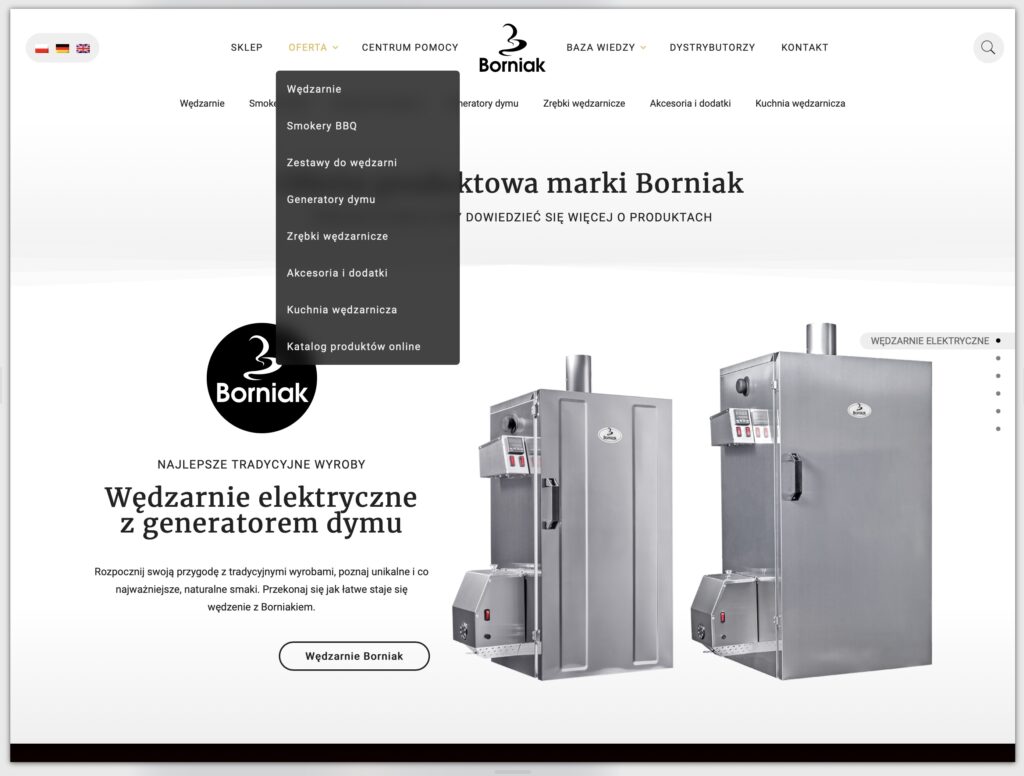 Widok serwisu e-commerce Borniak — ekran 01