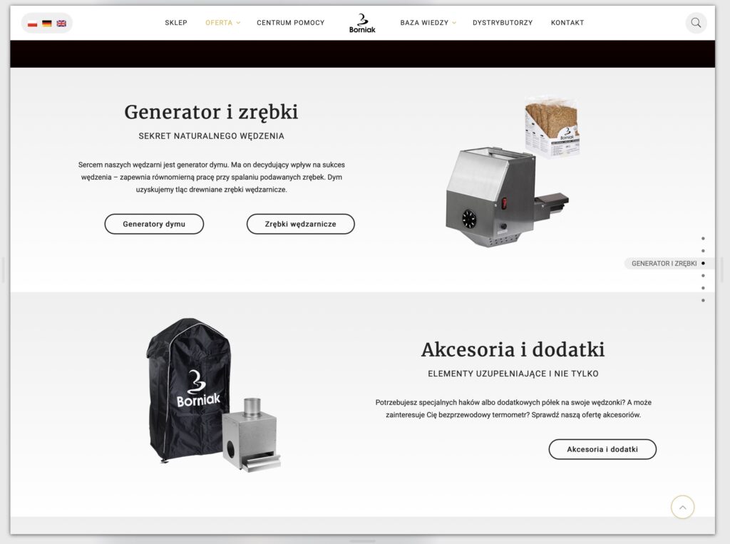 Widok serwisu e-commerce Borniak — ekran 03