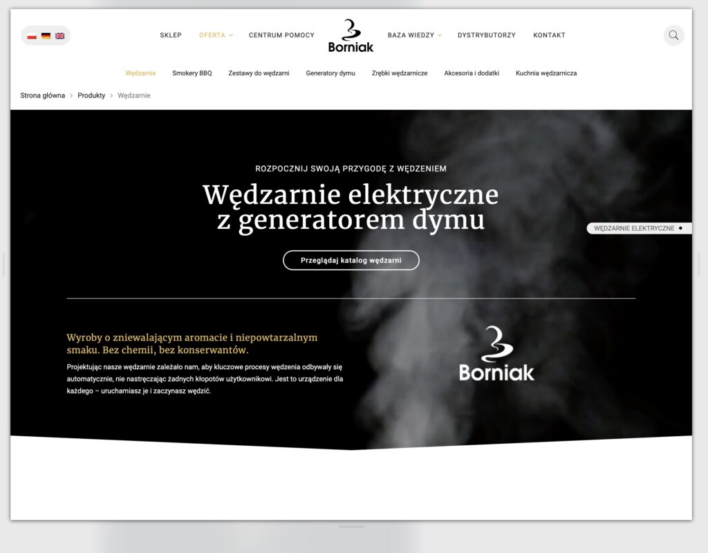Widok serwisu e-commerce Borniak — ekran 07