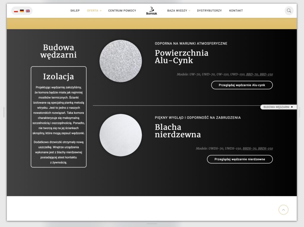 Widok serwisu e-commerce Borniak — ekran 09
