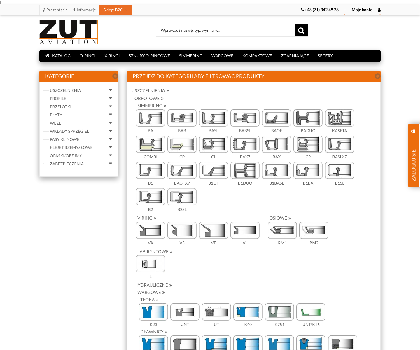 Katalog uszczelnień ZUT w sklepie PrestaShop