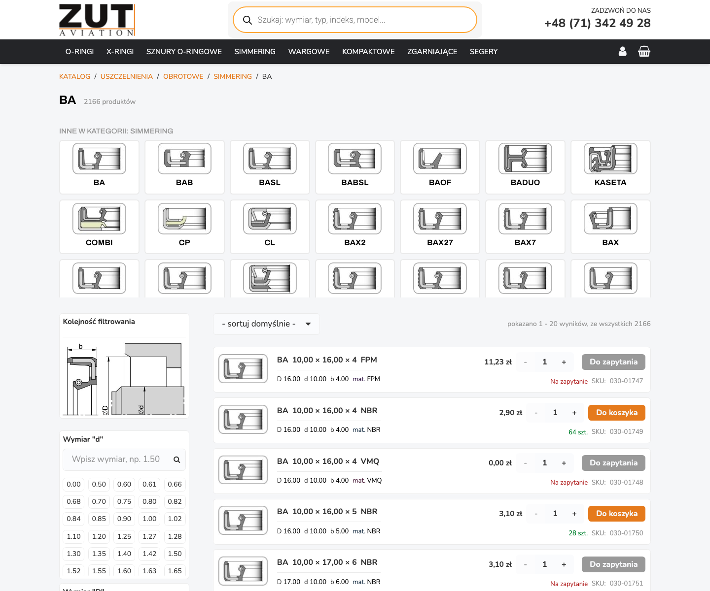 Filtrowanie produktów kategorii BA w WooCommerce ZUT