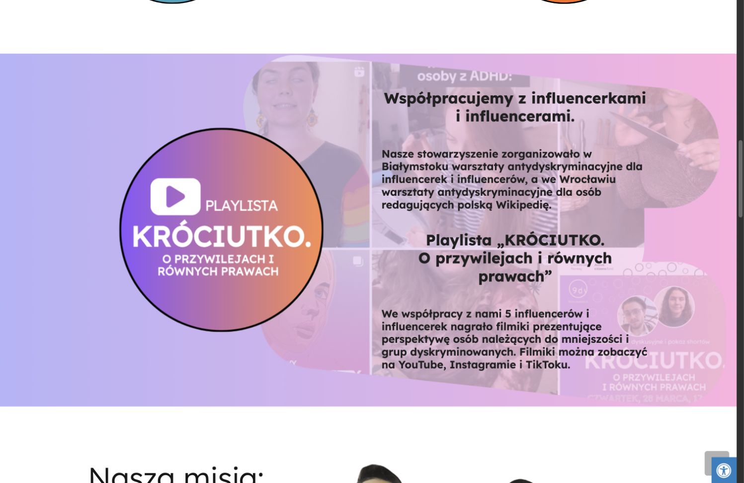 Sekcja kampanii edukacyjnej Króciutko na stronie 9dwunastych