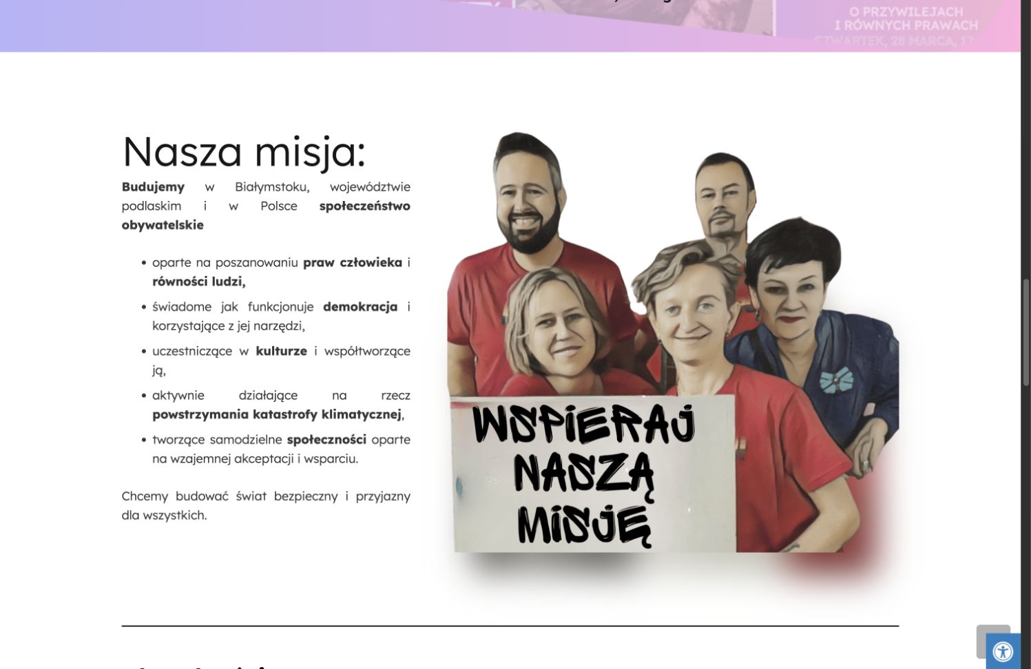 Sekcja misji i wartości organizacji 9dwunastych
