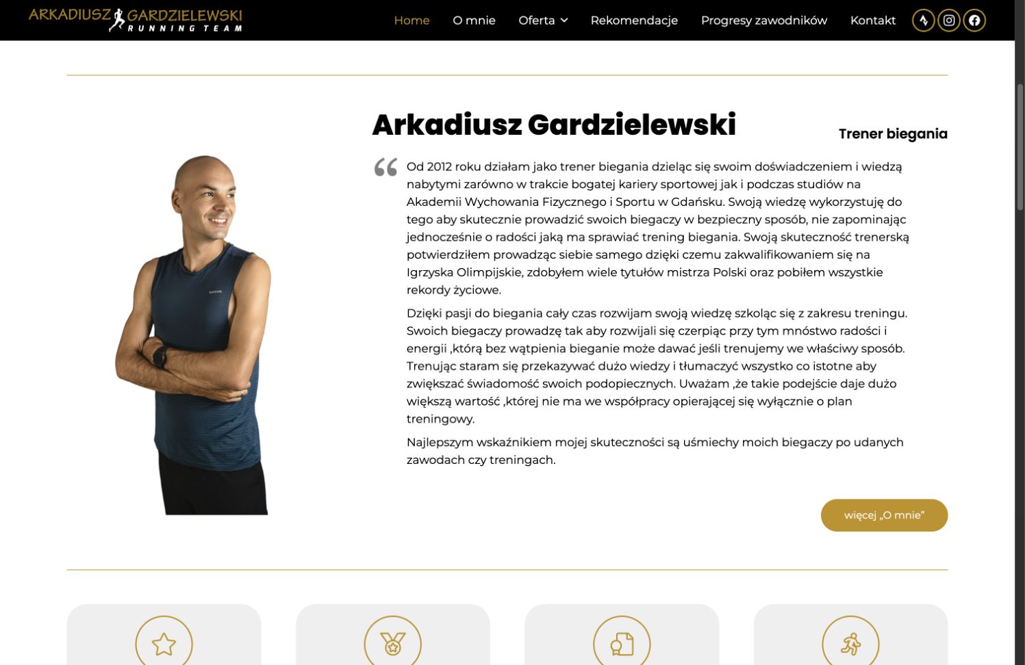Sekcja o trenerze na nowej stronie Arkadiusza Gardzielewskiego