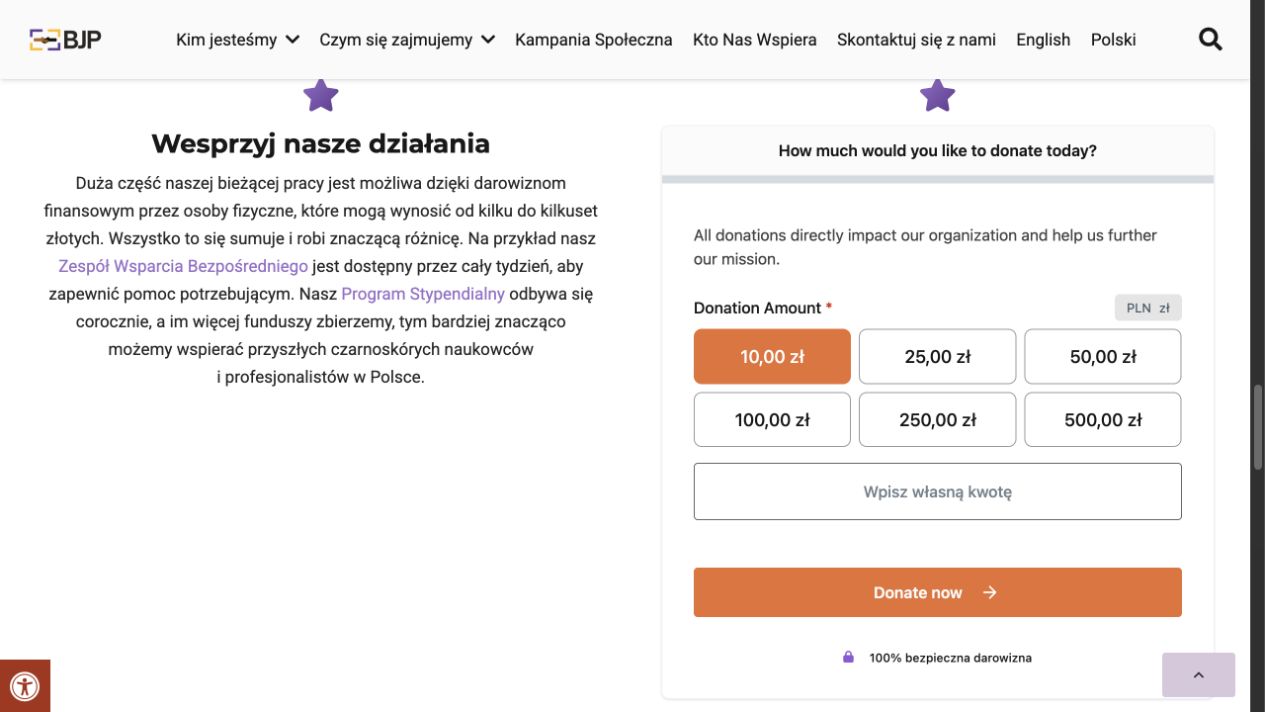 Formularz darowizn Black Justice Poland