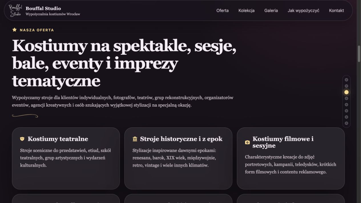 Oferta kostiumów teatralnych, historycznych i filmowych Bouffal Studio