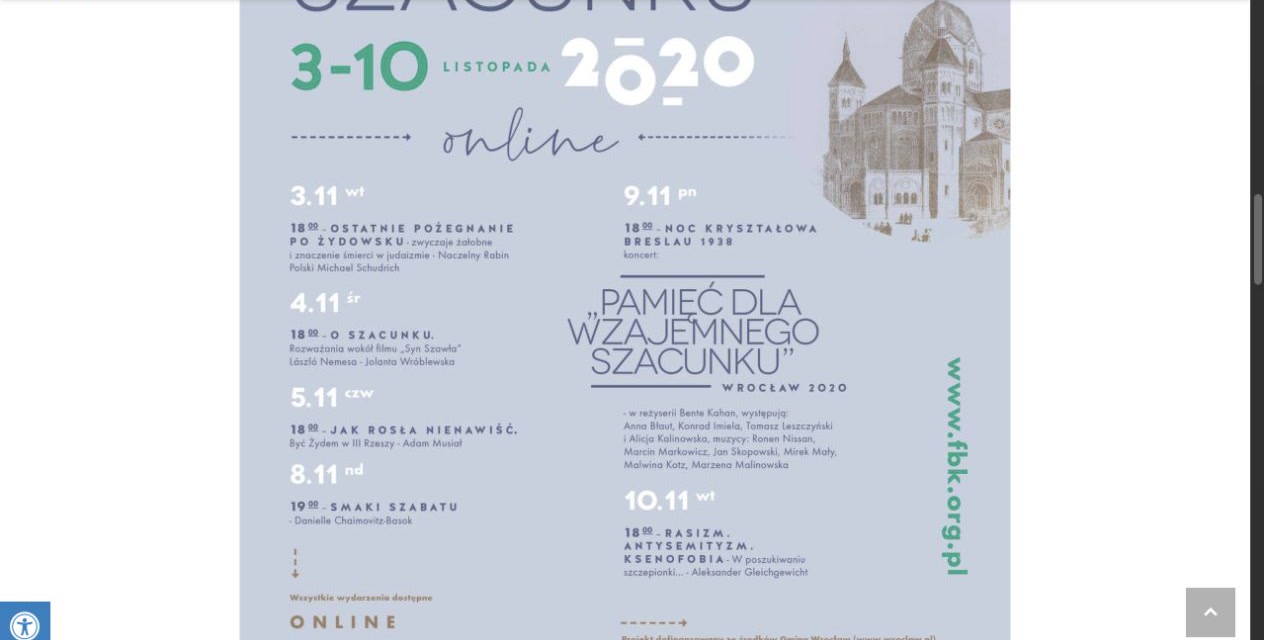 Program Dni Wzajemnego Szacunku prezentowany w serwisie Fundacji Bente Kahan