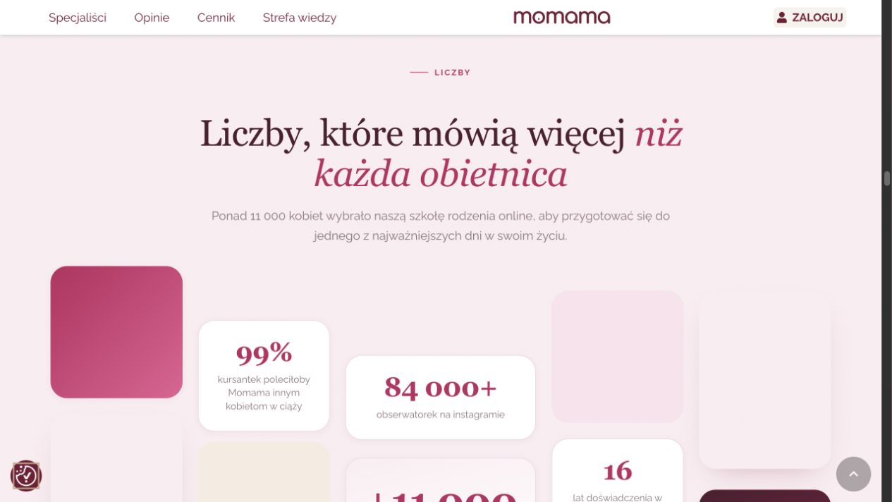 Skala i wyniki platformy Momama