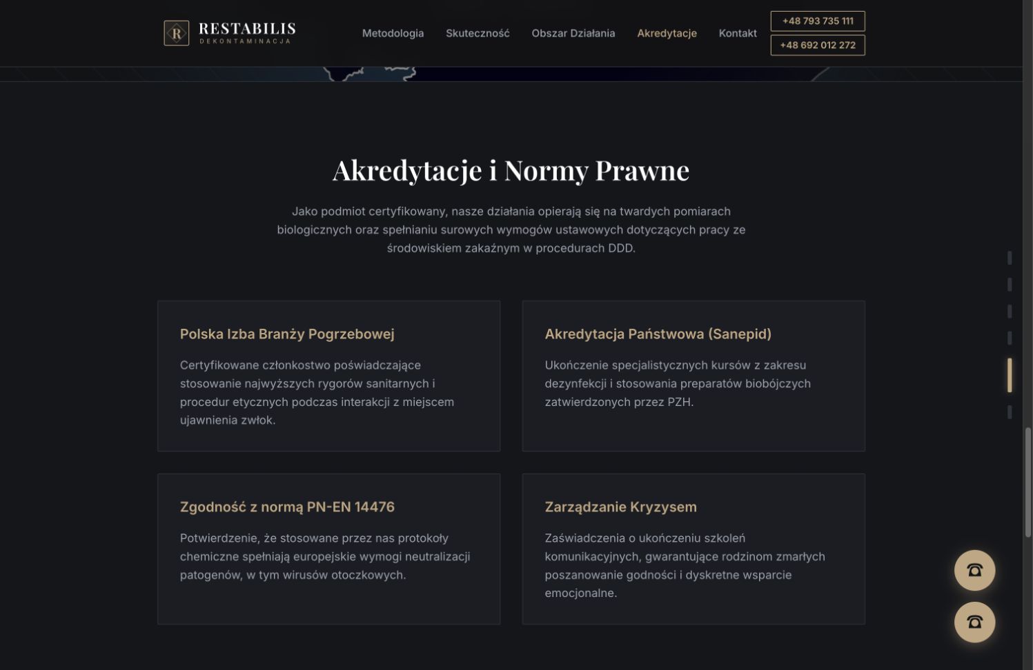 Sekcja akredytacji, norm prawnych i standardów Restabilis