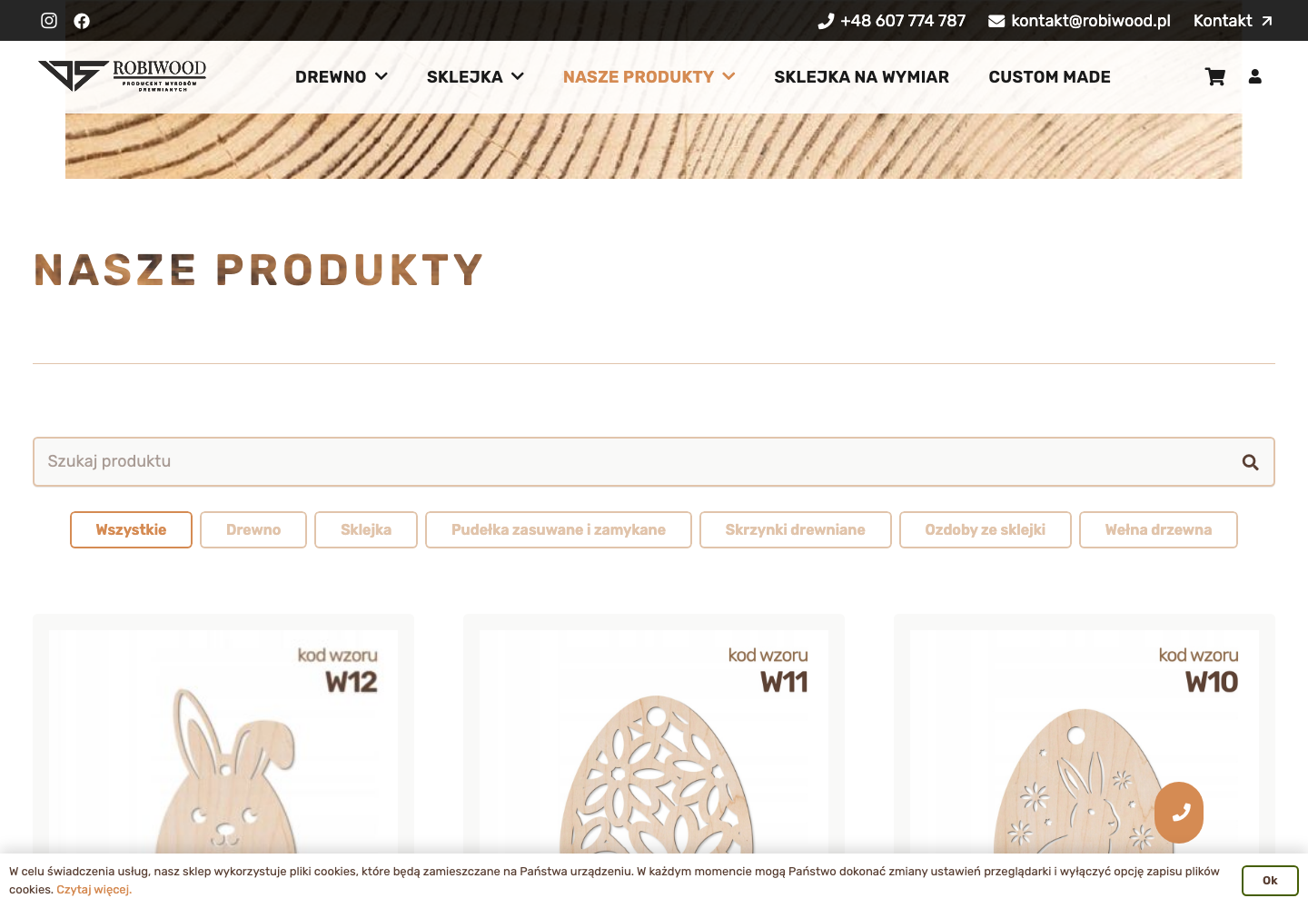 Katalog i wyszukiwarka produktów w sklepie Robiwood