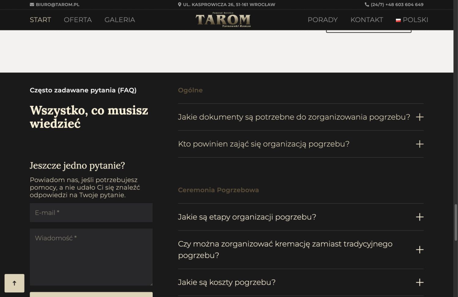 Odpowiedzi na ważne pytania oraz formularz kontaktowy TAROM