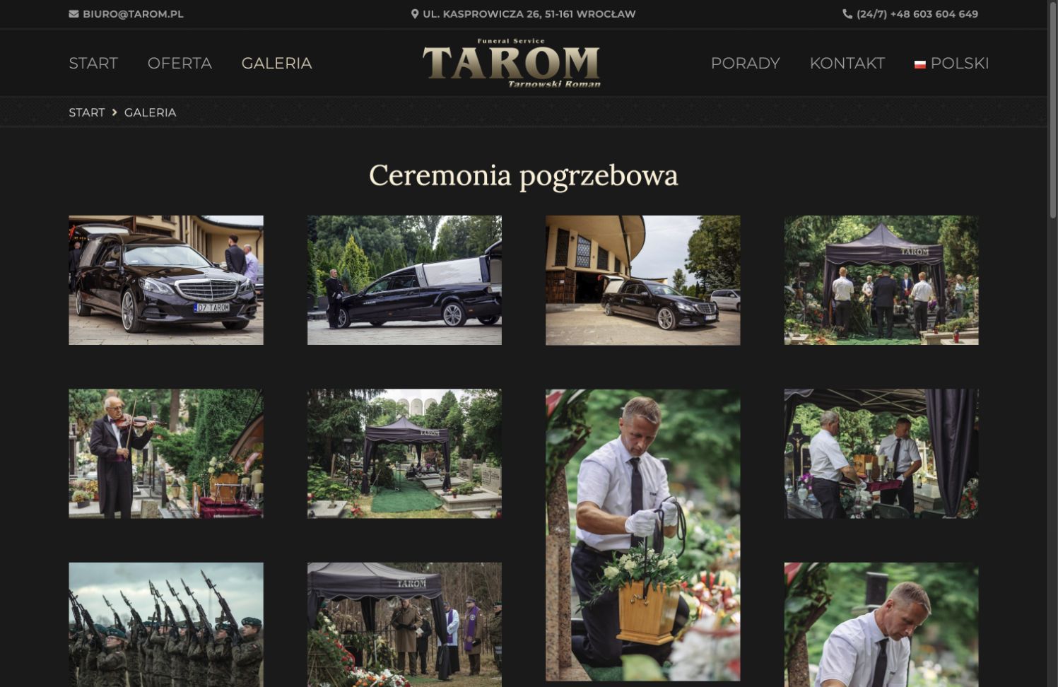 Galeria oprawy ceremonii oraz floty zakładu pogrzebowego TAROM