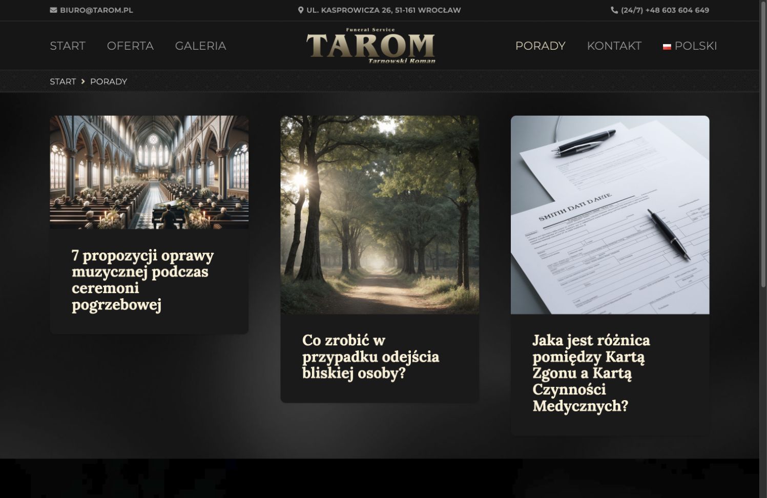 Artykuły poradnikowe na stronie TAROM