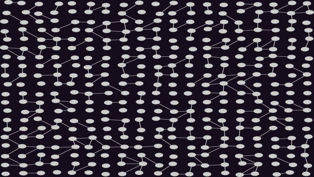 Book of Shapes: geometryczne węzły i linie symbolizujące wyszukiwanie identyfikatorów na ciemnym tle